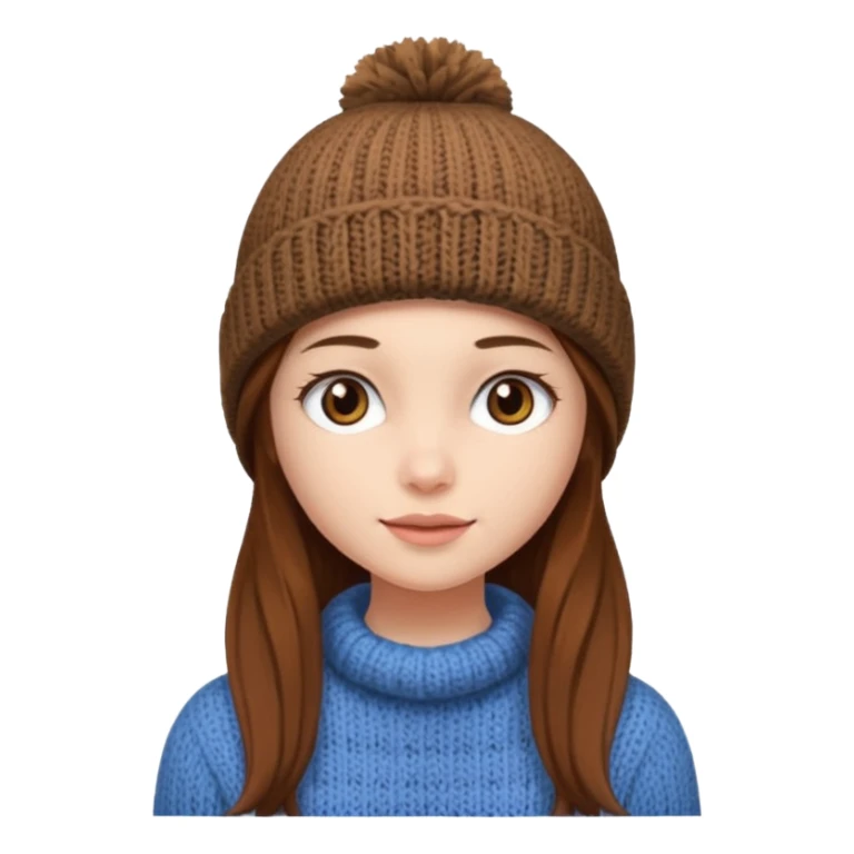 Girl with long brown hair and wearing a beanie
 sticker