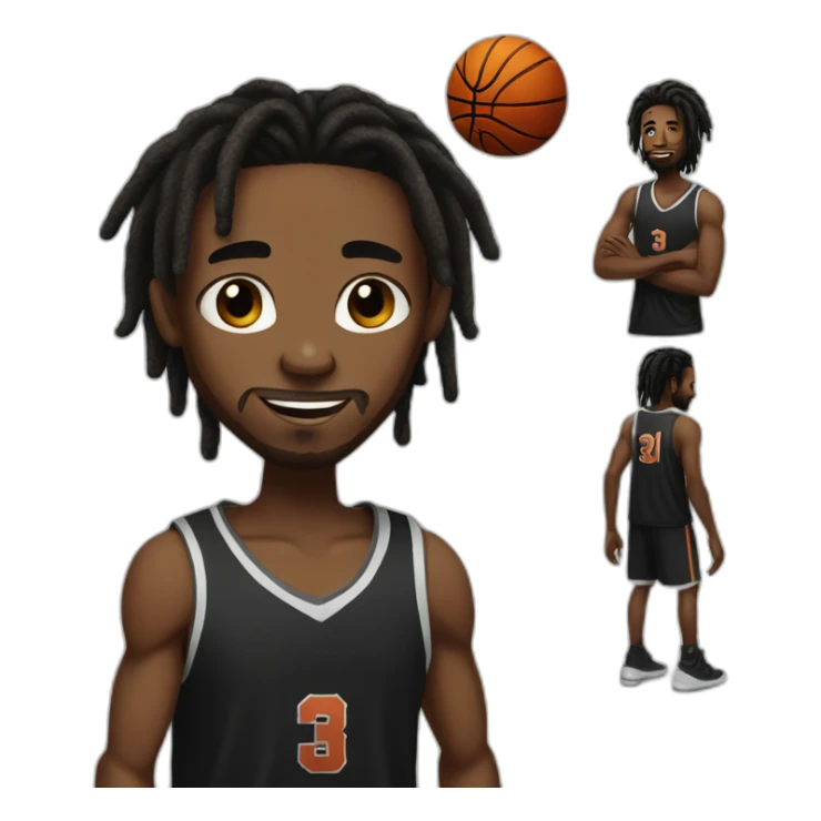 Black man with dreads and a black tank top playing basketball sticker