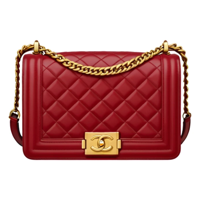chanel le boy dark red bag gold hardware sticker