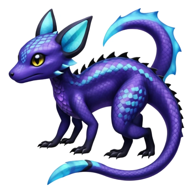 L Scaley Exotic Salandit-Aurorus-Umbreon-Fakémon-hybrid-creature (full body)  sticker