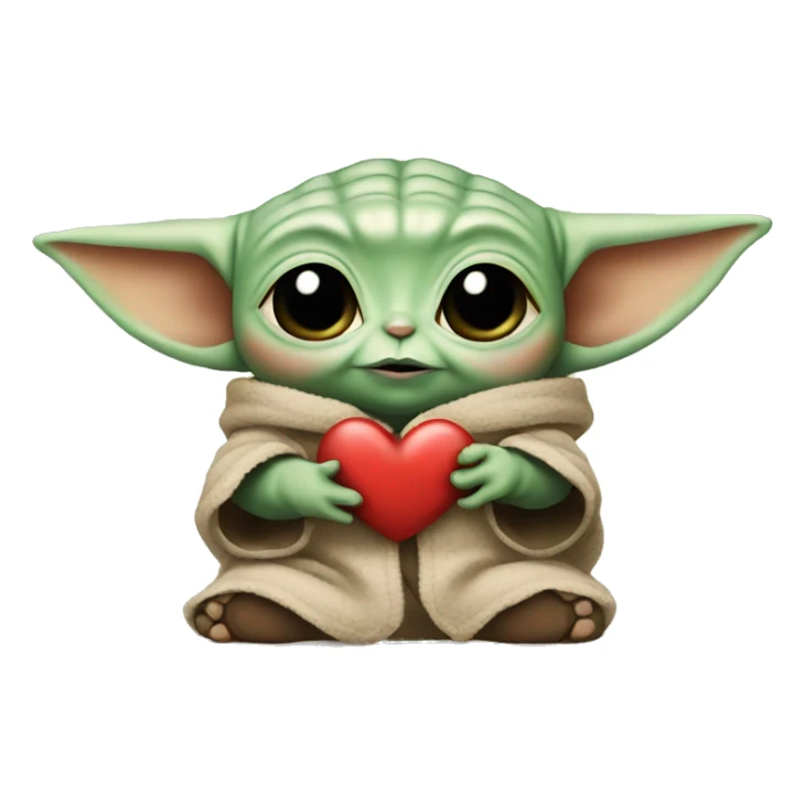 Baby Yoda with heart sticker