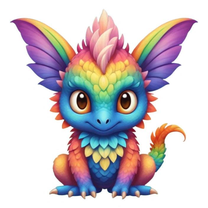 P moe cute randomly colored tropical gradients-colored fuzzy realistic Randomly-faerie-drake exotic Fakémon-creature sticker