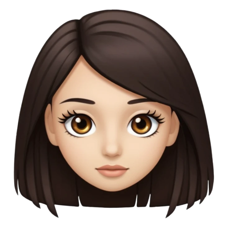 straight hair dark brown eyes and long lashes with and light  skin sticker