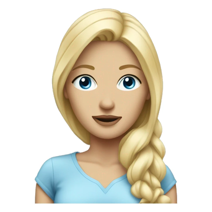 A tall slim blonde haired woman with blue eyes sticker