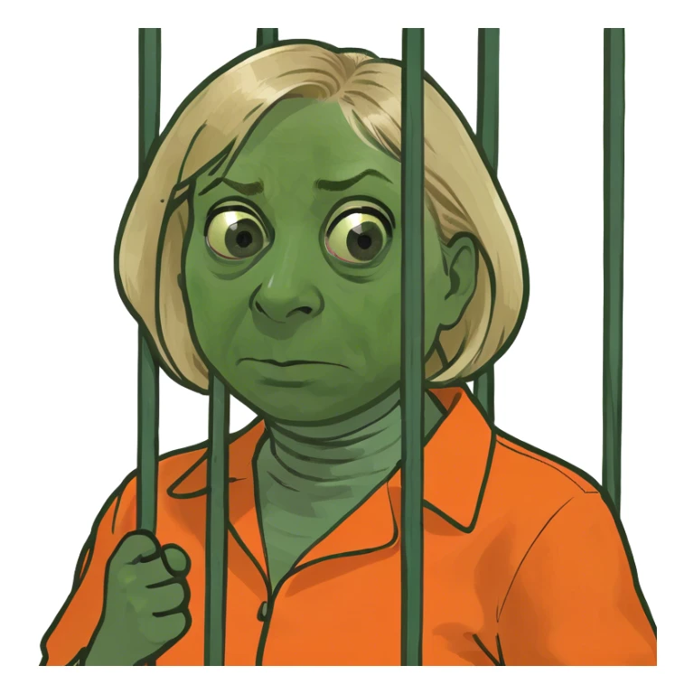 Governor Janet Mills arrested Behind Bars In an Orange Jumpsuit make her more realistic and scared without the mask sticker
