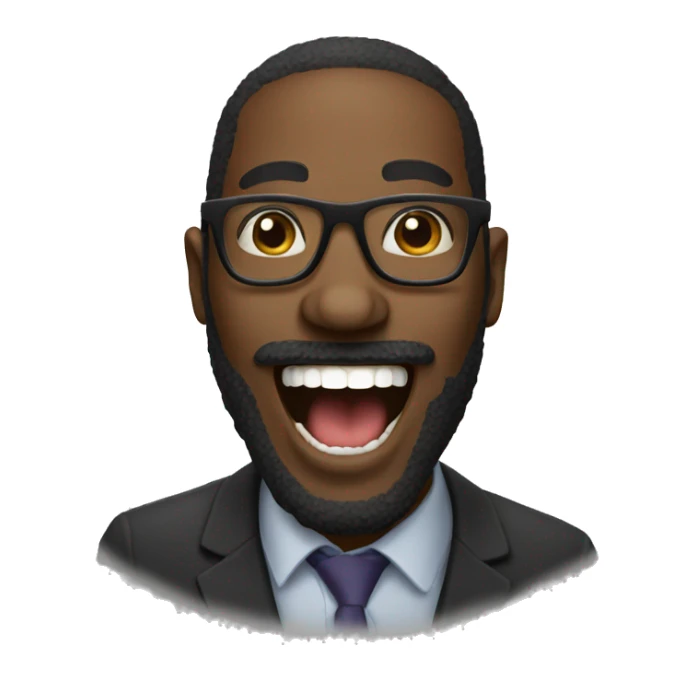 black man face beard glasses laughing open mouth sticker