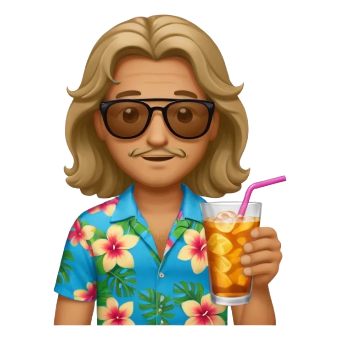 chill guy long curling hair in drink holders with sunglasses sticker