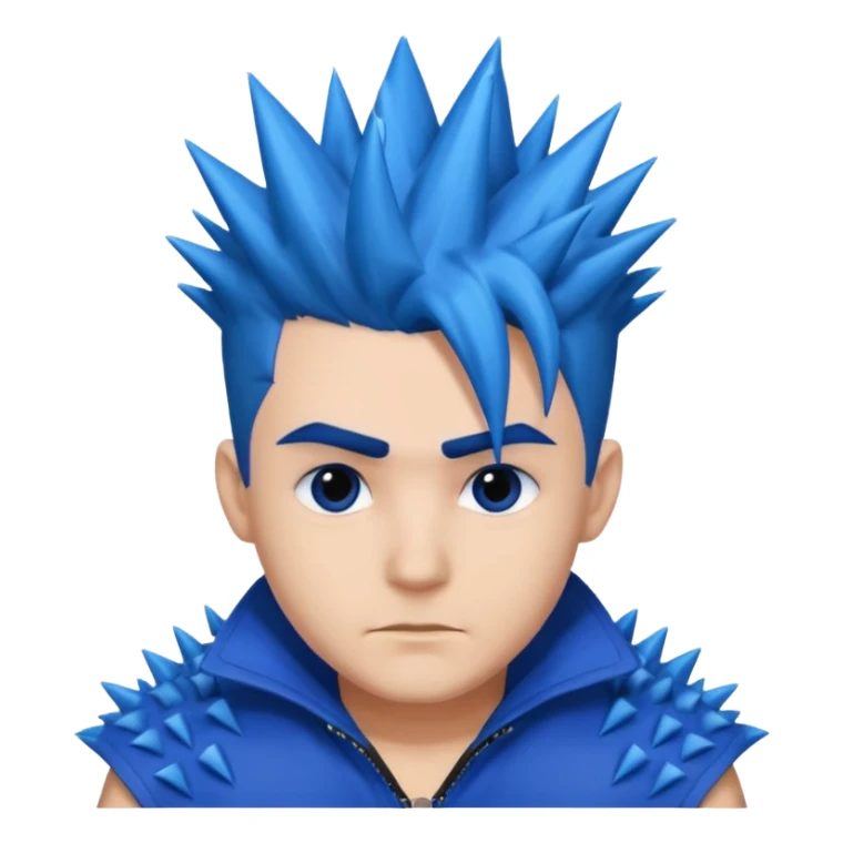 Man with blue spiky hair and fully black eyes sticker
