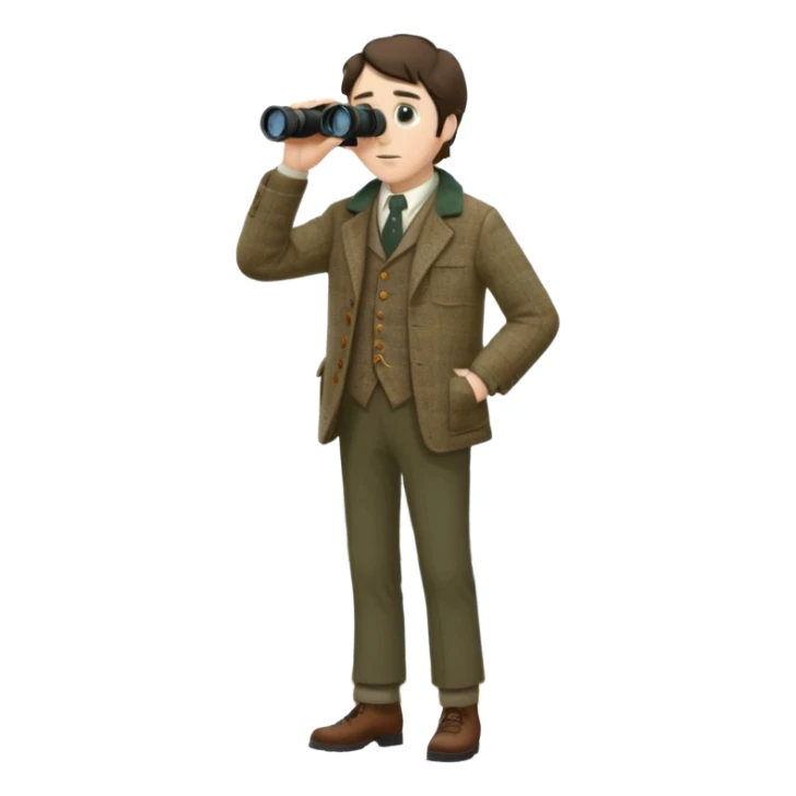 henry David thoreau full body birdwatching with binoculars sticker