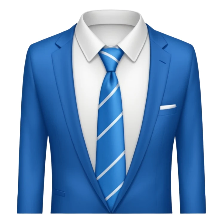 men's blue tie on white shirt, minimalism, no emojis or faces, iOS emoji style sticker