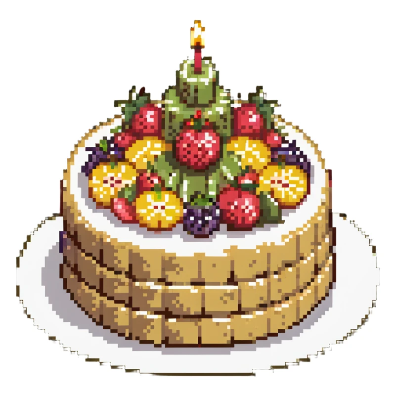 dangao Chinese birthday cake with fruit toppings sticker