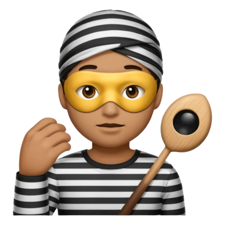 A theif robber emoji,Stripped shirt.eye mask. sticker