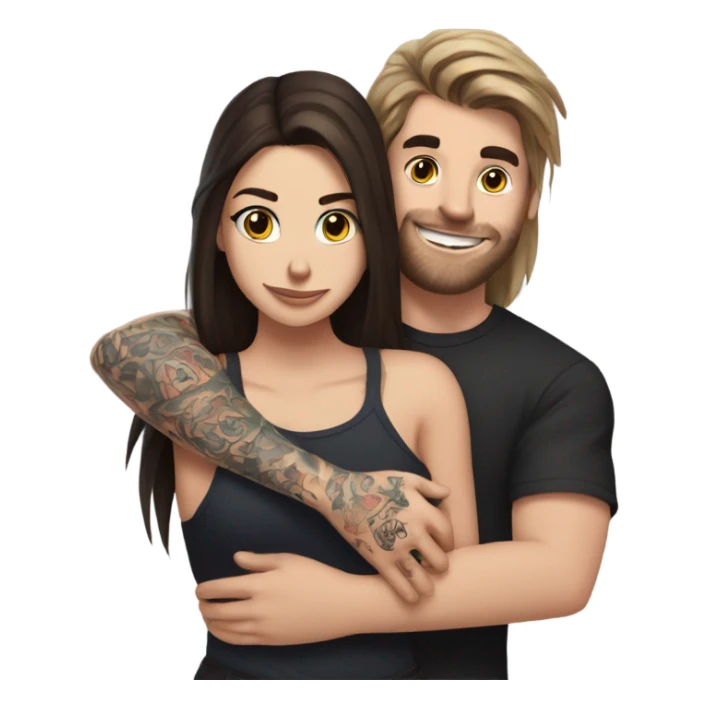 mr beast with tattoos hugging brunette girl sticker