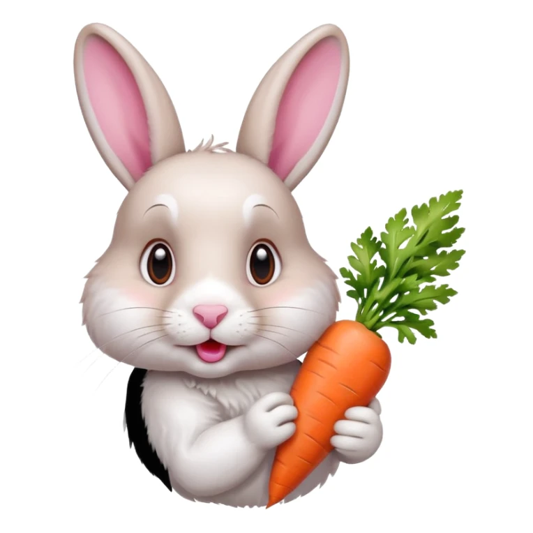 A rabbit nibbling on a carrot, surprised by the flavor, portrait, bust up sticker
