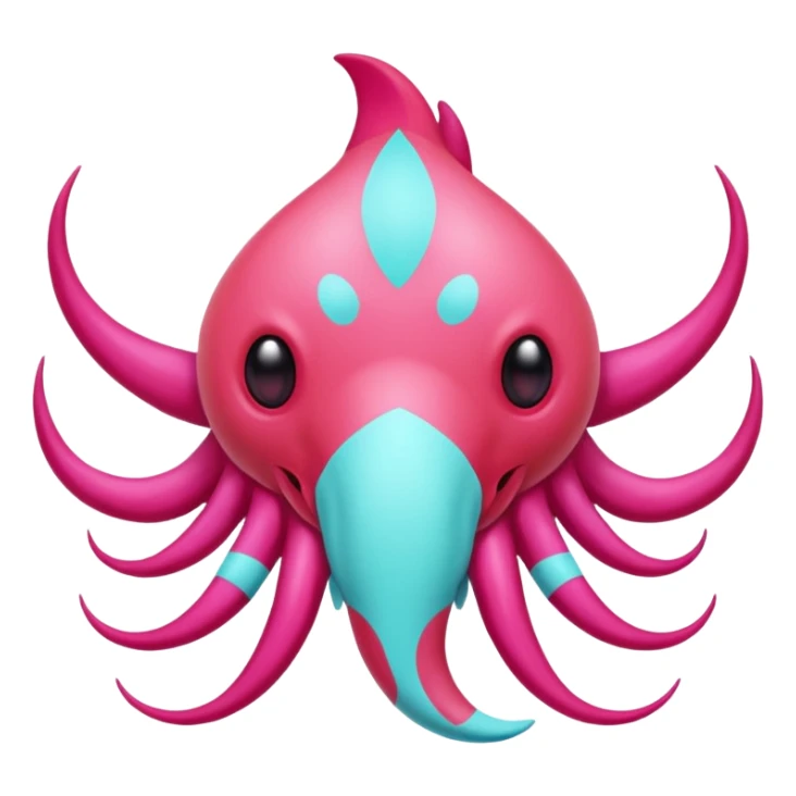 Epic complex detailed sanguine-red magenta pink white pastel realistic aesthetic-scenic-Fakémon-Trico-Sergal-Serval-Vernid-creature (full body) with cyan markings  sticker