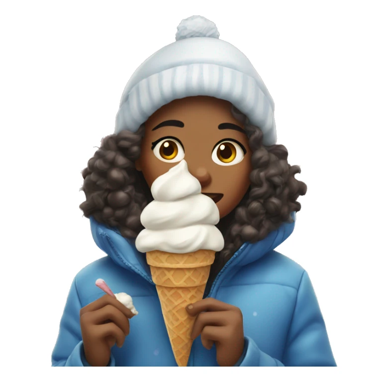 Girl eating ice cream in snow  sticker