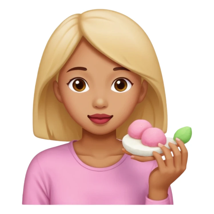 woman eating mochi sticker