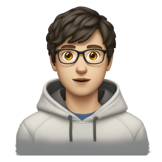 18 yo white boy dark short hair with glasses in a hoodie  sticker