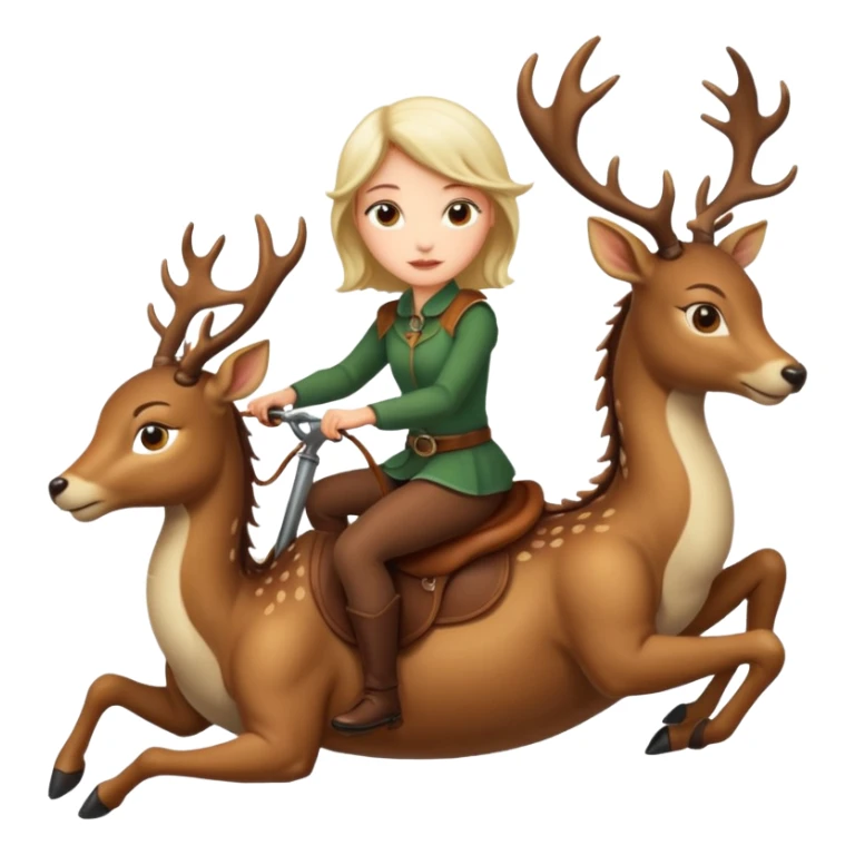 Girl riding a deer on a dragon  sticker