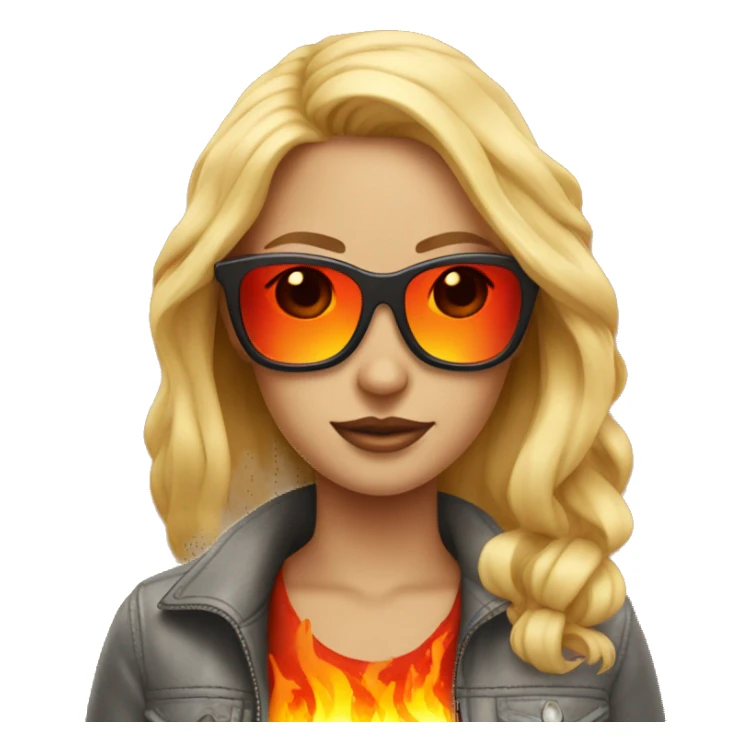 blonde girl with fire sunglasses sticker