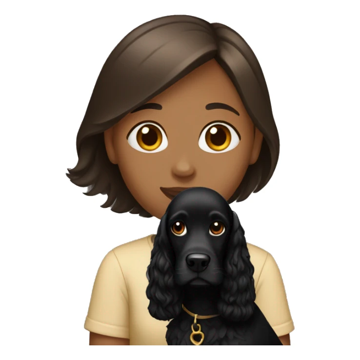 brown, straight-haired girl with a fully black cocker spaniel sticker