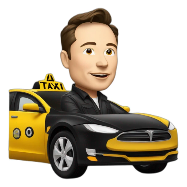 elon musk as a  taxi driver behind the wheel sticker
