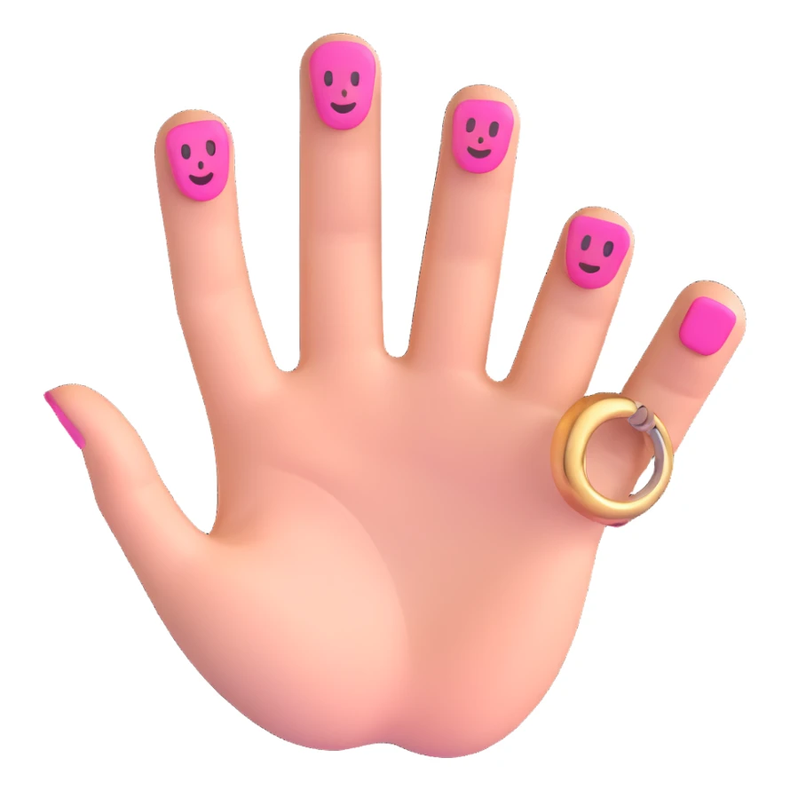 a hand with the pinky and ring finger down, while the rest are up, 3D emoji style sticker