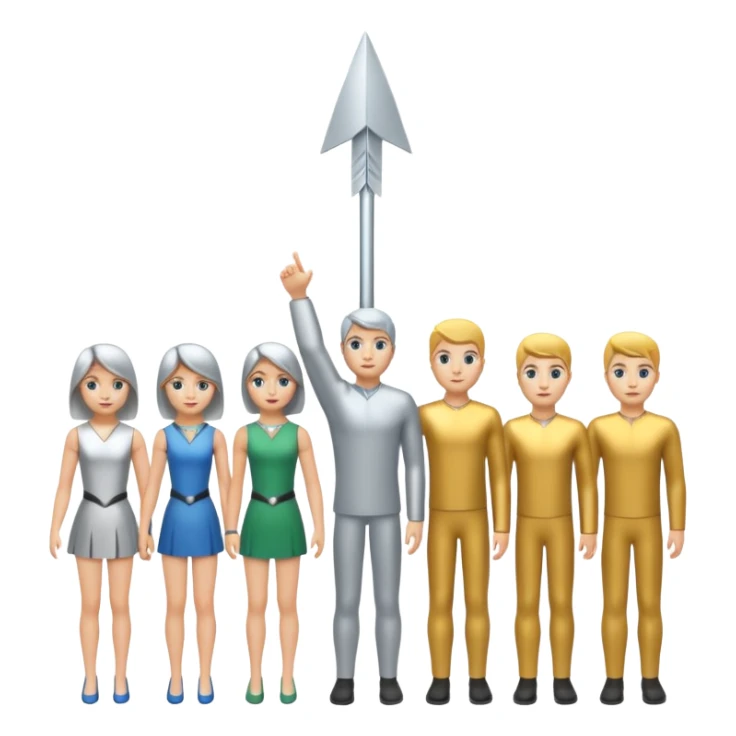 arrow going from one figure to a group of people sticker