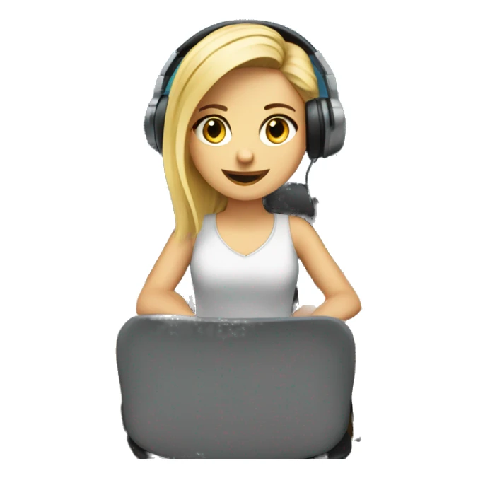 Audio technician girl blonde with an audio desk sitting sticker