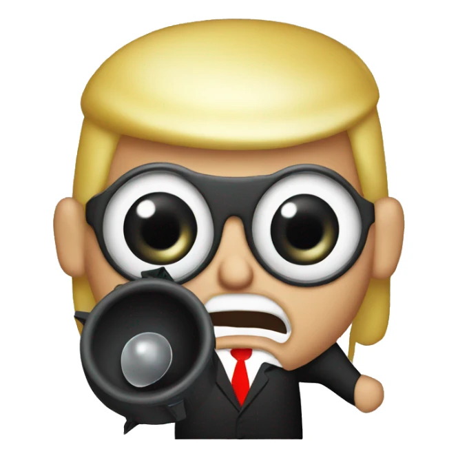 trump holds loudspeaker sticker