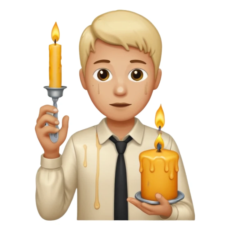 car keys stuck in a candle wearing a shirt sticker