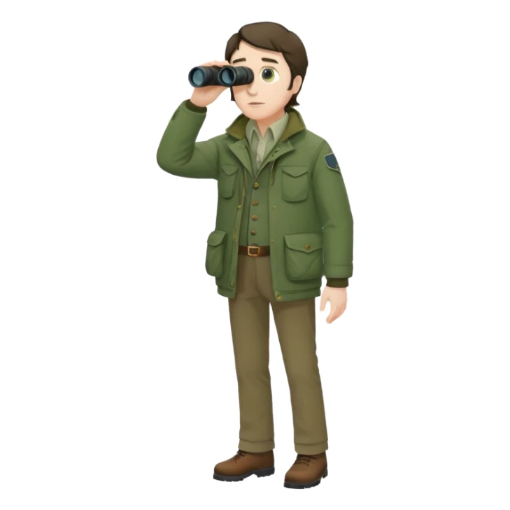 henry David thoreau full body birdwatching with bonoculars sticker