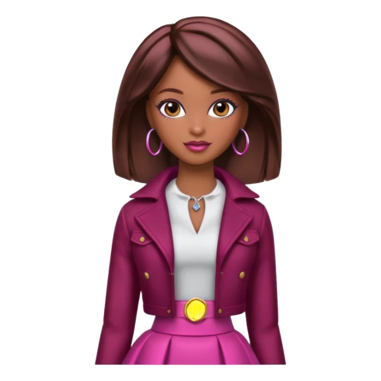 black barbie with brown hair with burgundy highlights  sticker