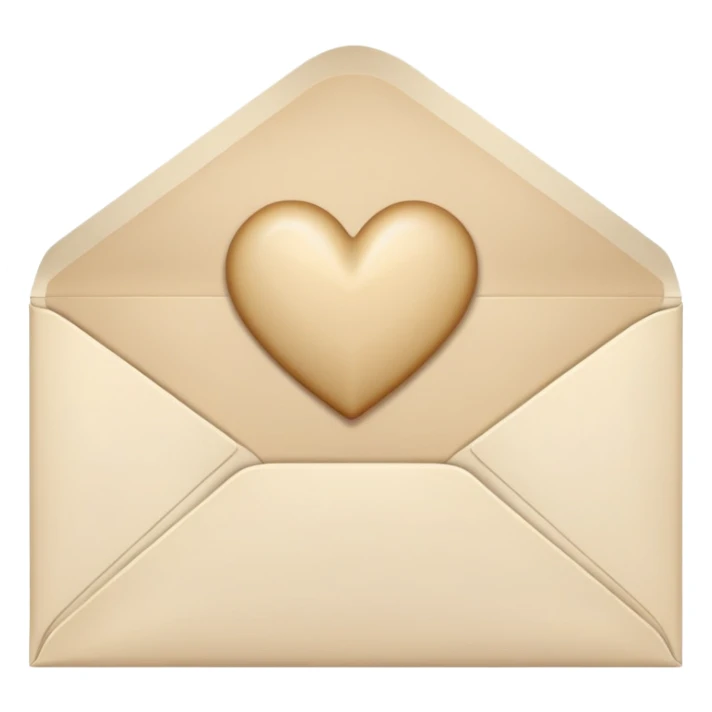 A cream envelope with beige heart sticker