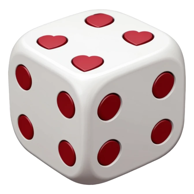 two dices in with burgundy red heart details sticker