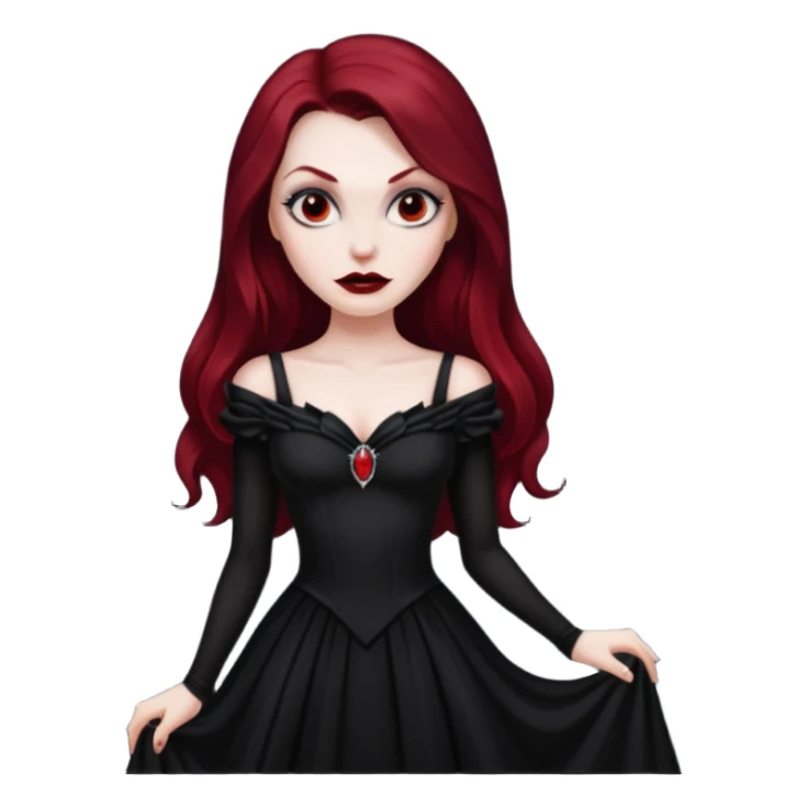 Vampira with long dark red hair sticker