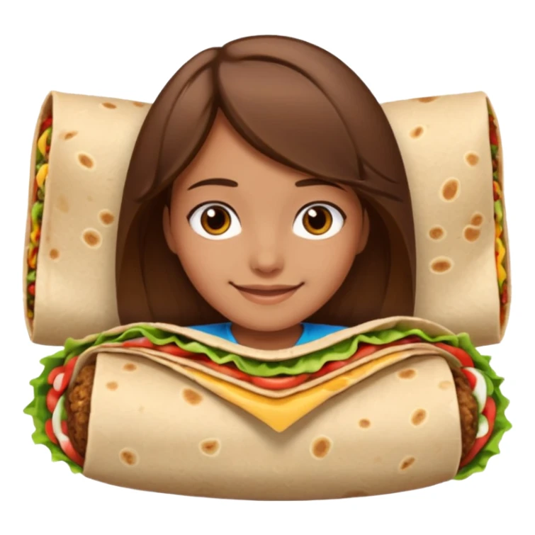 Girl with brown hair "resting burrito face" sticker