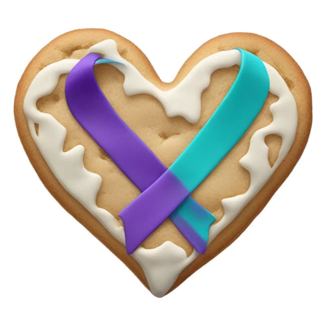 Purple teal Suicide awareness ribbon, heart cookie sticker