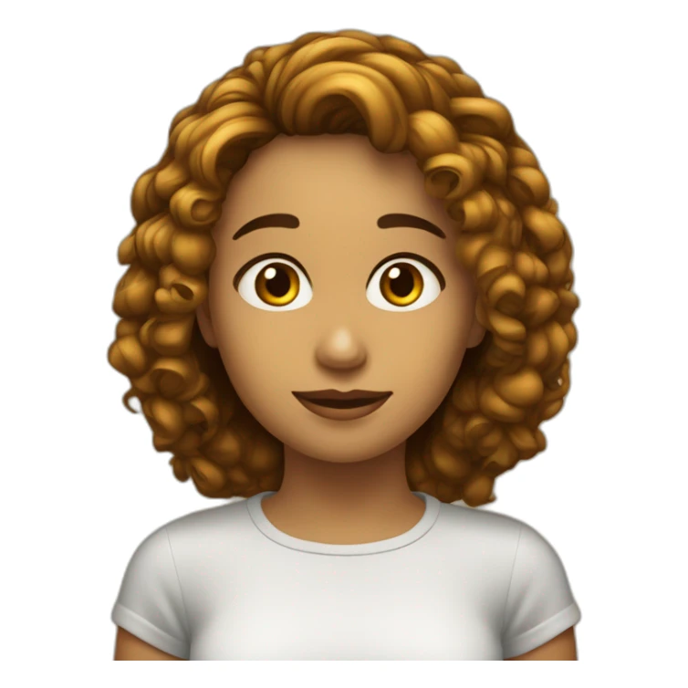 Chica pelo castaño rizado largo ojos miel sticker
