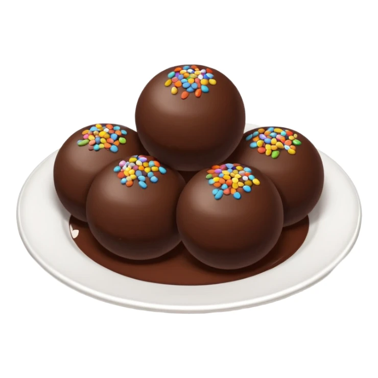 chocolate balls on plate with chocolate sprinkles sticker