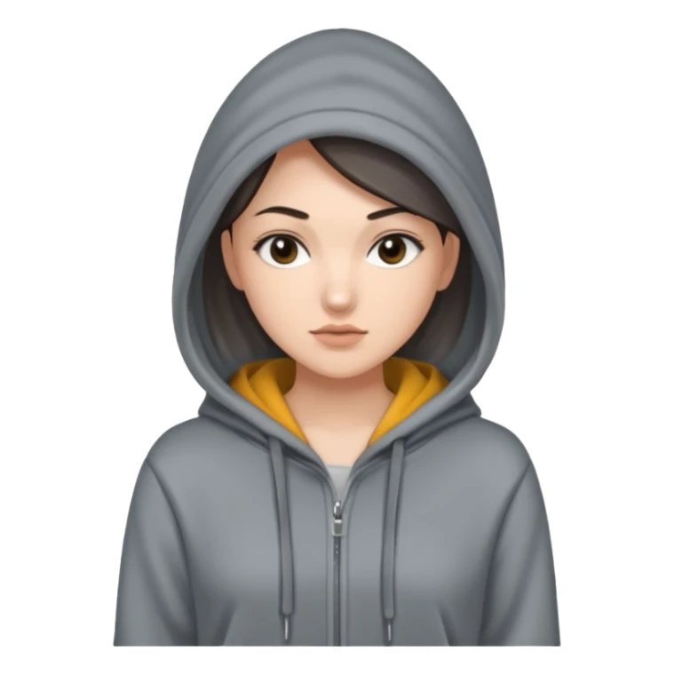 Sasha Gray in big gray hoodie full height sticker