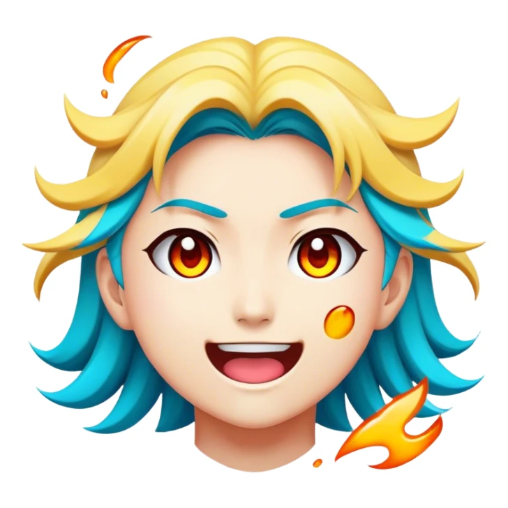 Cinematic Realistic Manga Comics Emoji, depicted as a dynamic stylized illustration inspired by Japanese manga art with bold lines and expressive characters, rendered with vibrant textures and energetic colorful lighting that captures its iconic style. sticker