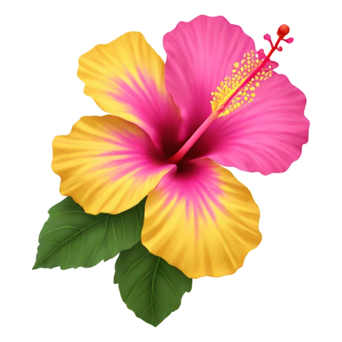 yellow and pink hibiscus flower sticker