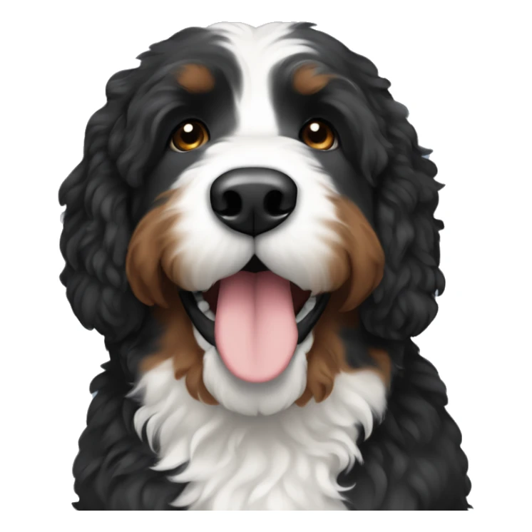 Black Bernedoodle with only white fur under his chin. Brown eyebrows  sticker