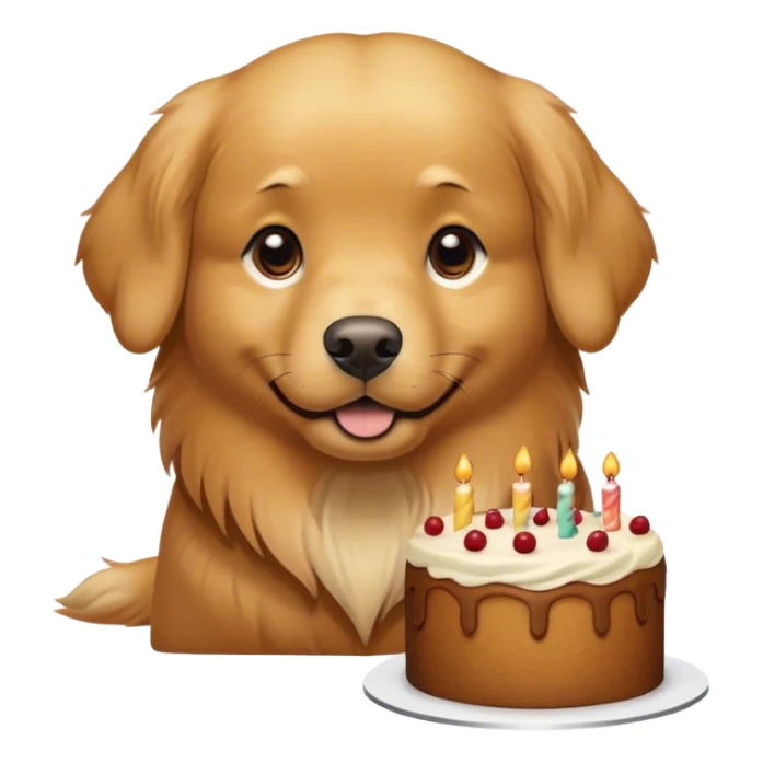 slightly darker colored golden retriever, turning into a cake sticker