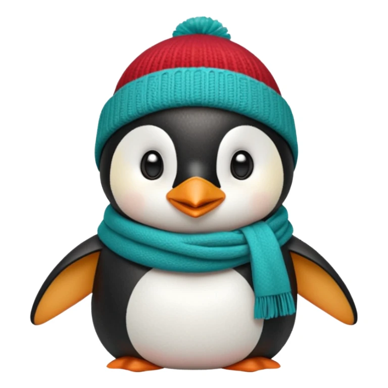 Penguin with a red beanie and a teal scarf sticker
