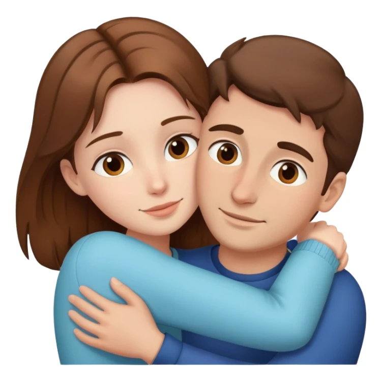  portrait of brown haired girl hugging a man  sticker