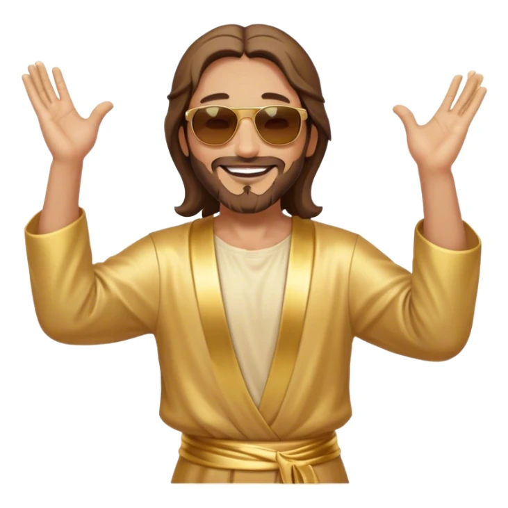dancing figure of rejoicing Jesus with  sunglases golden  sticker