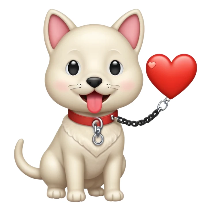 IOS heart eyes face with tongue out on leash sticker