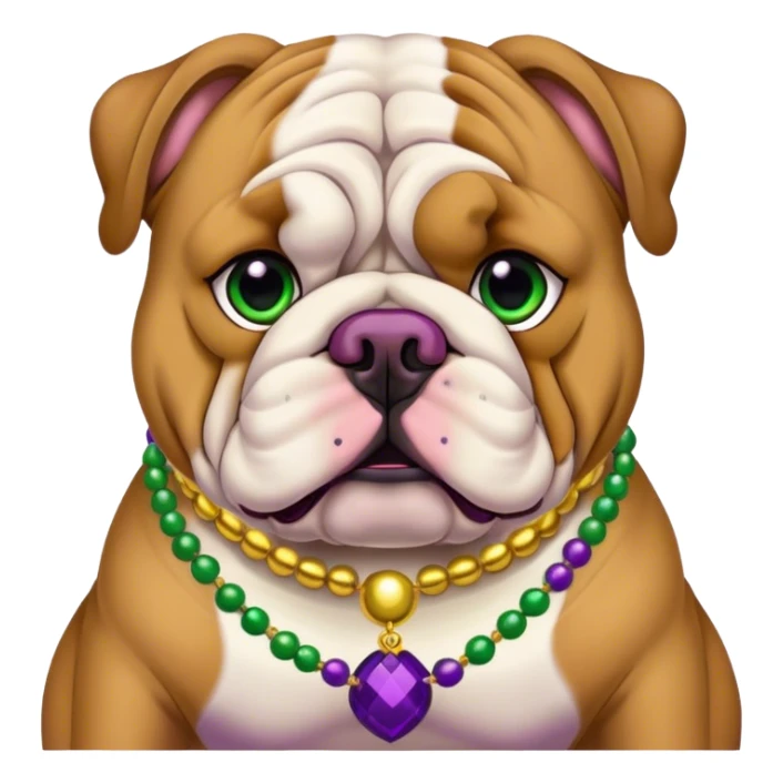 Bulldog Wearing marti grau beads around neck sticker